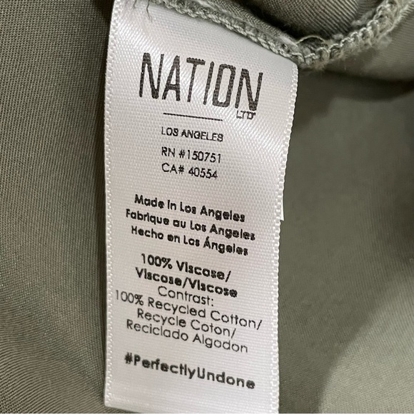 Nation LTD June Sateen V Neck Top Vintage Army Green Viscose Satin Women's XS - Picture 12 of 16